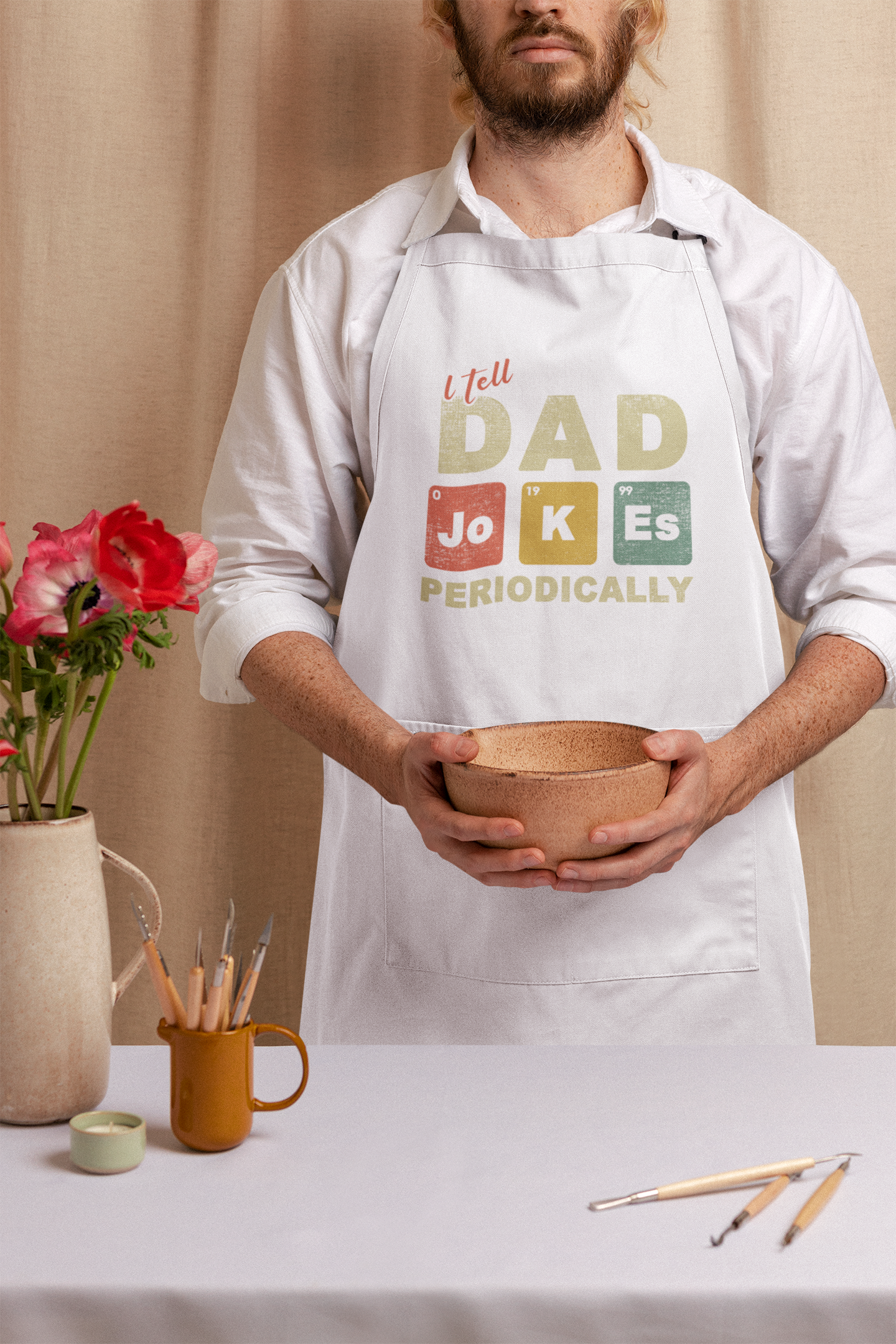 Dad Jokes Apron great gift for grilling  and Father's Day!: White