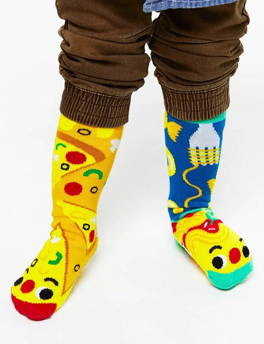 Pizza & Pasta Mismatched Non-Slip Food Socks for Kids